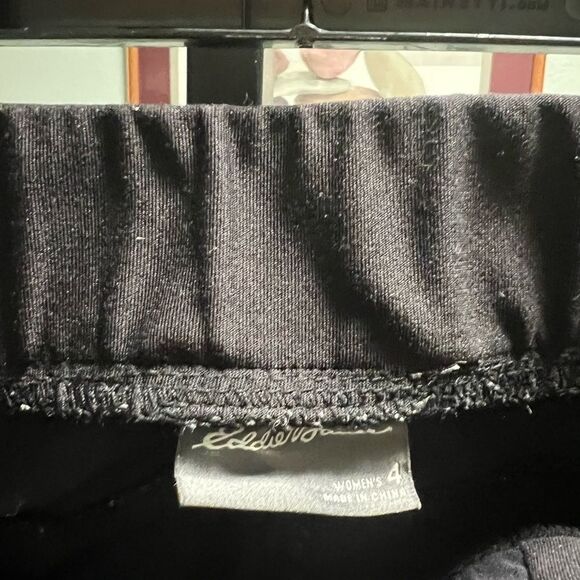 Eddie Bauer Black Elastic Waist Pants Elastic Cuff #DP318 - Picture 2 of 5